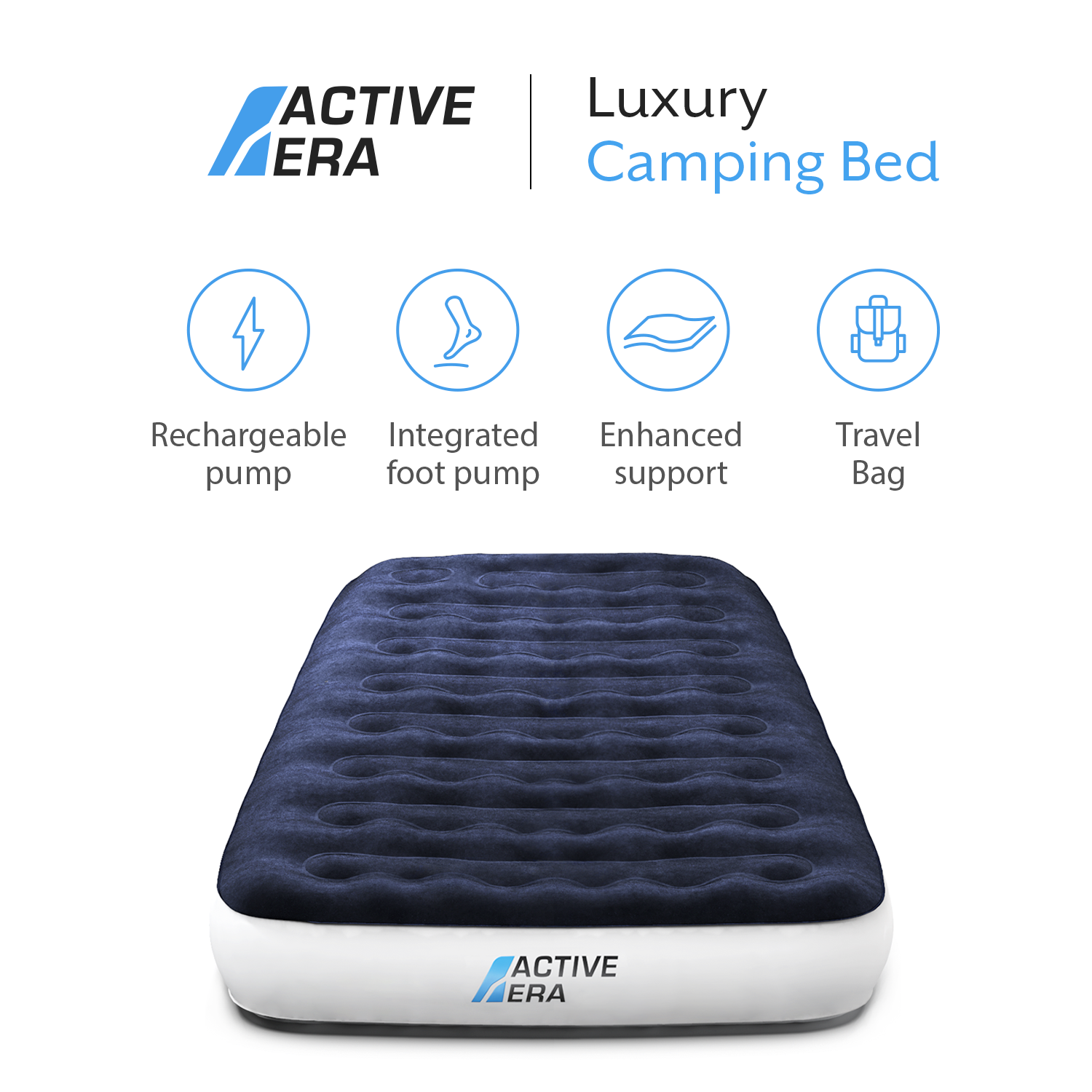 Twin Camping Air Mattress – Navy/White