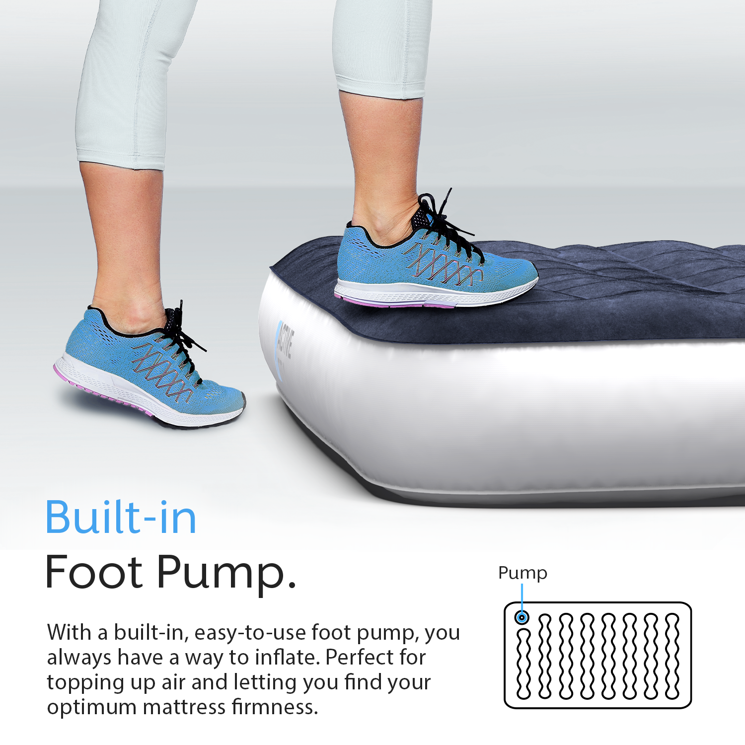 Twin Camping Air Mattress – Navy/White
