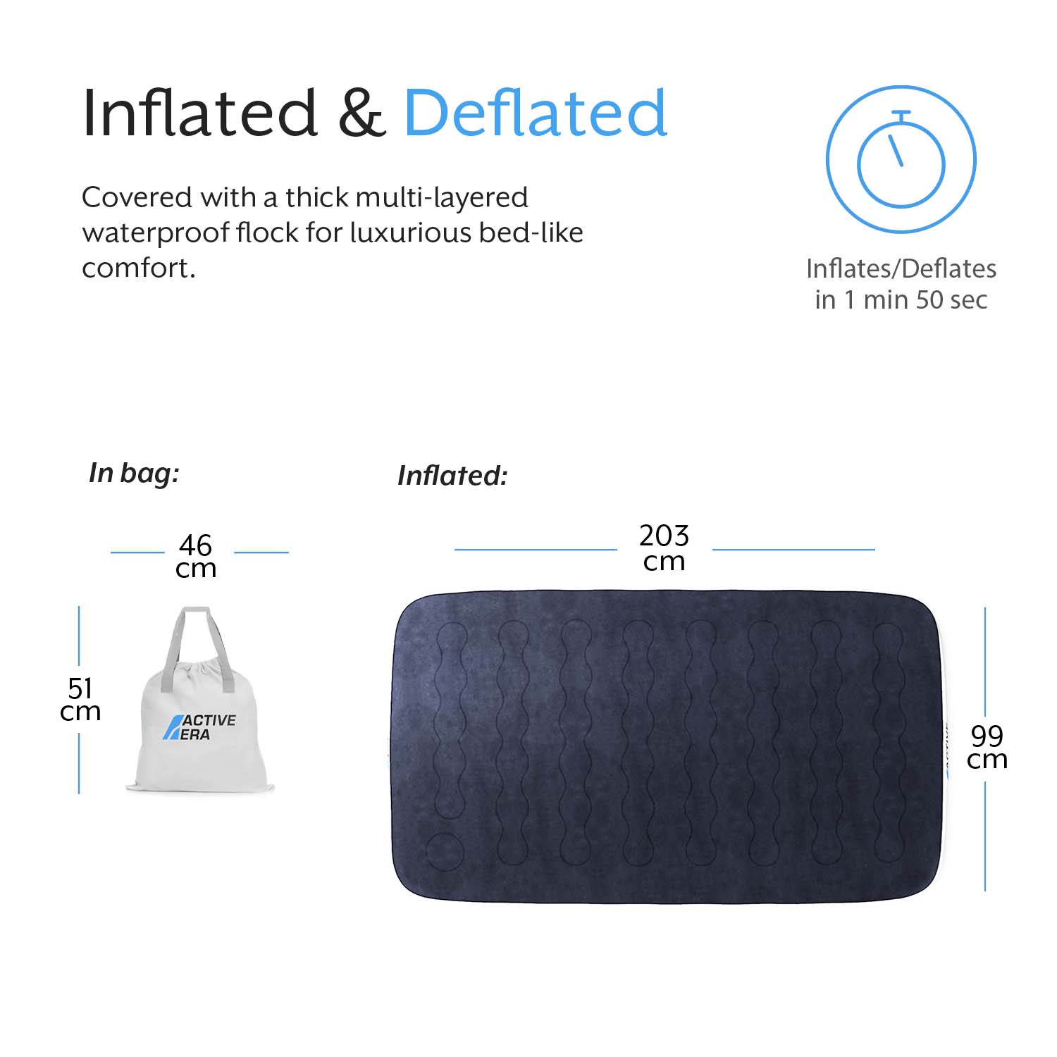 Twin Camping Air Mattress – Navy/White
