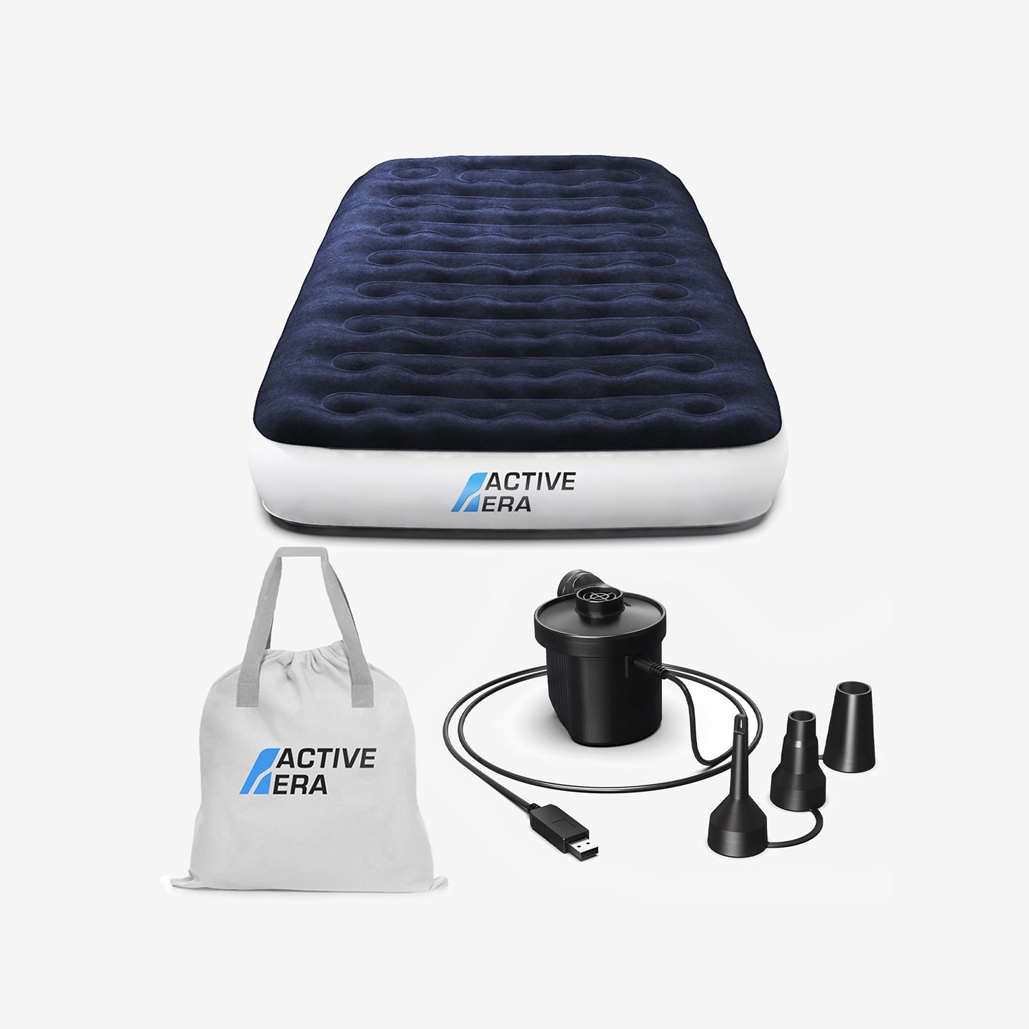 Twin Camping Air Mattress – Navy/White