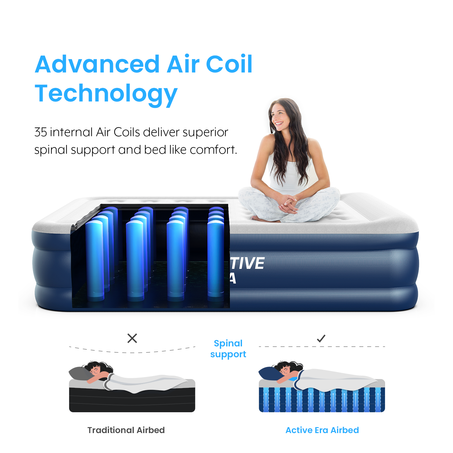 Queen Size Comfort Air Mattress – Grey/Navy