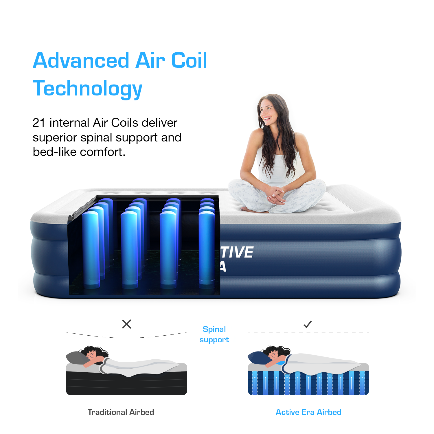 Twin Comfort Air Mattress – Grey/Navy
