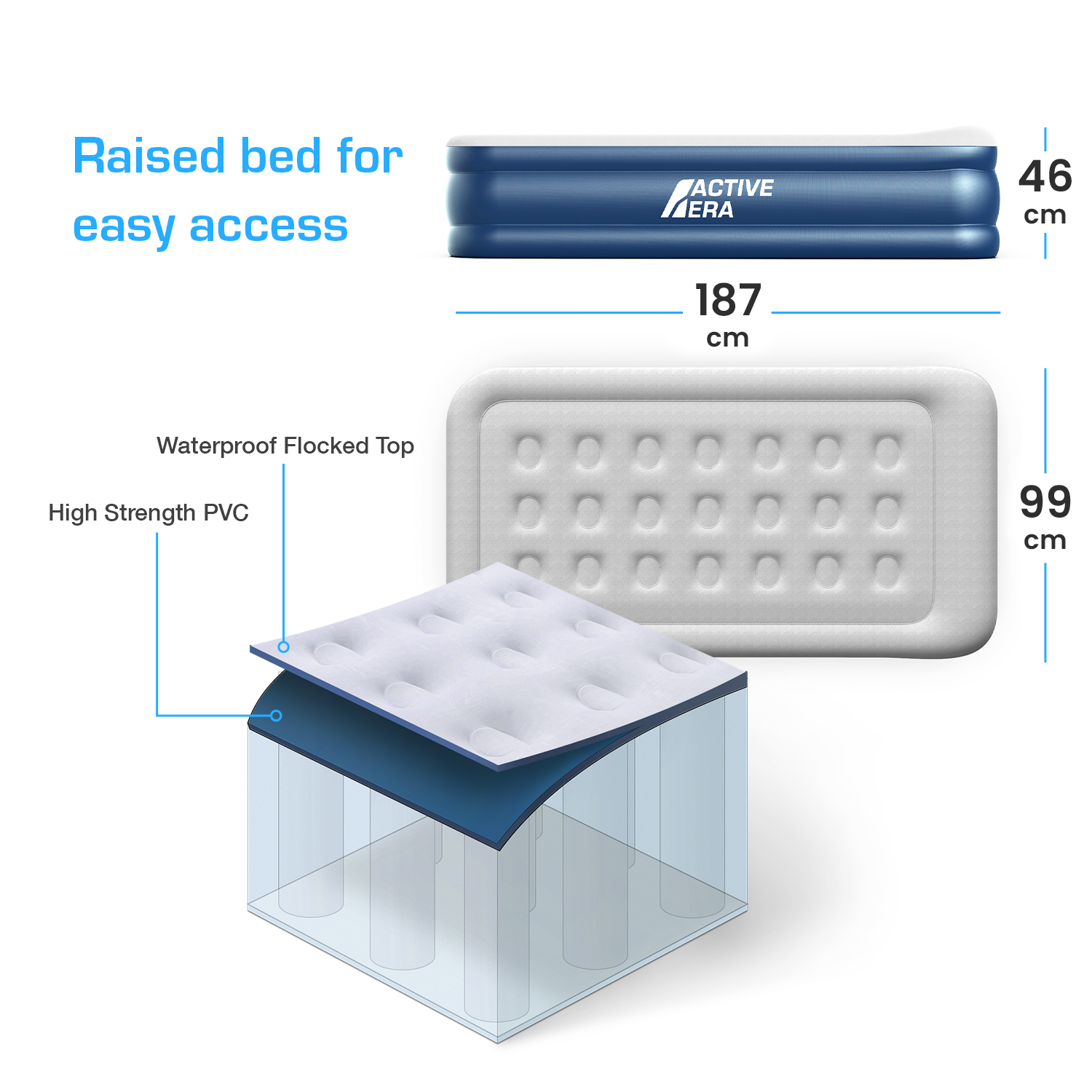 Twin Comfort Air Mattress – Grey/Navy