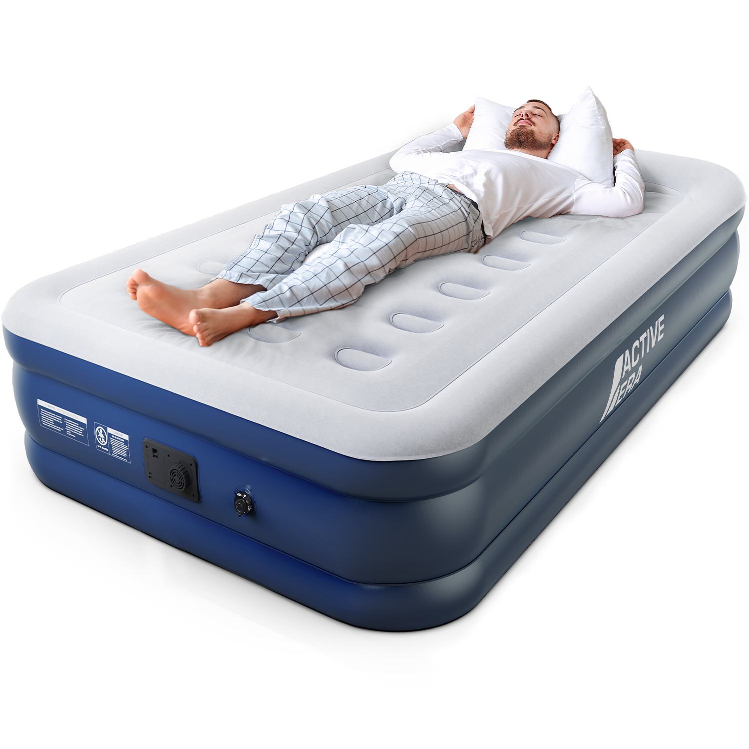Twin Comfort Air Mattress – Grey/Navy