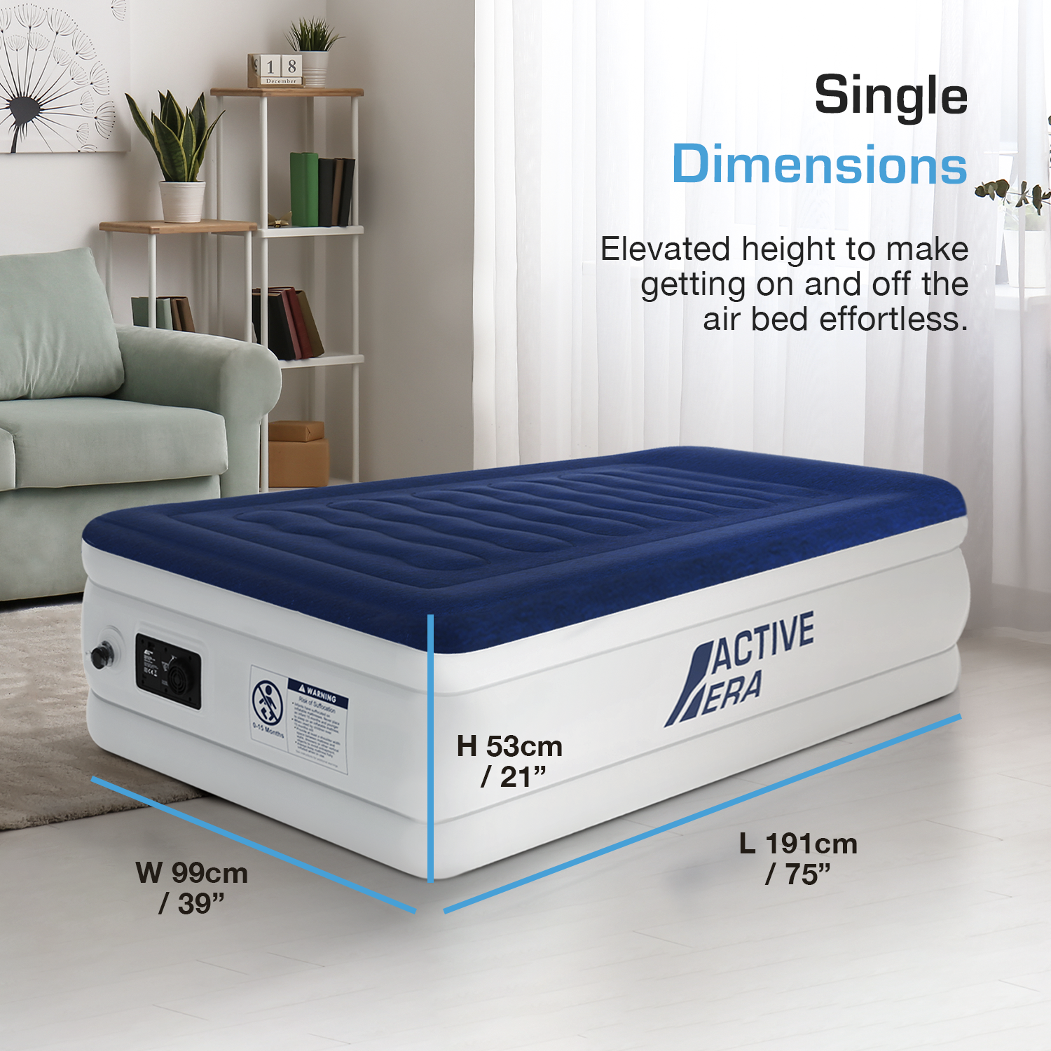 Twin Comfort Plus Air Mattress – Navy/White
