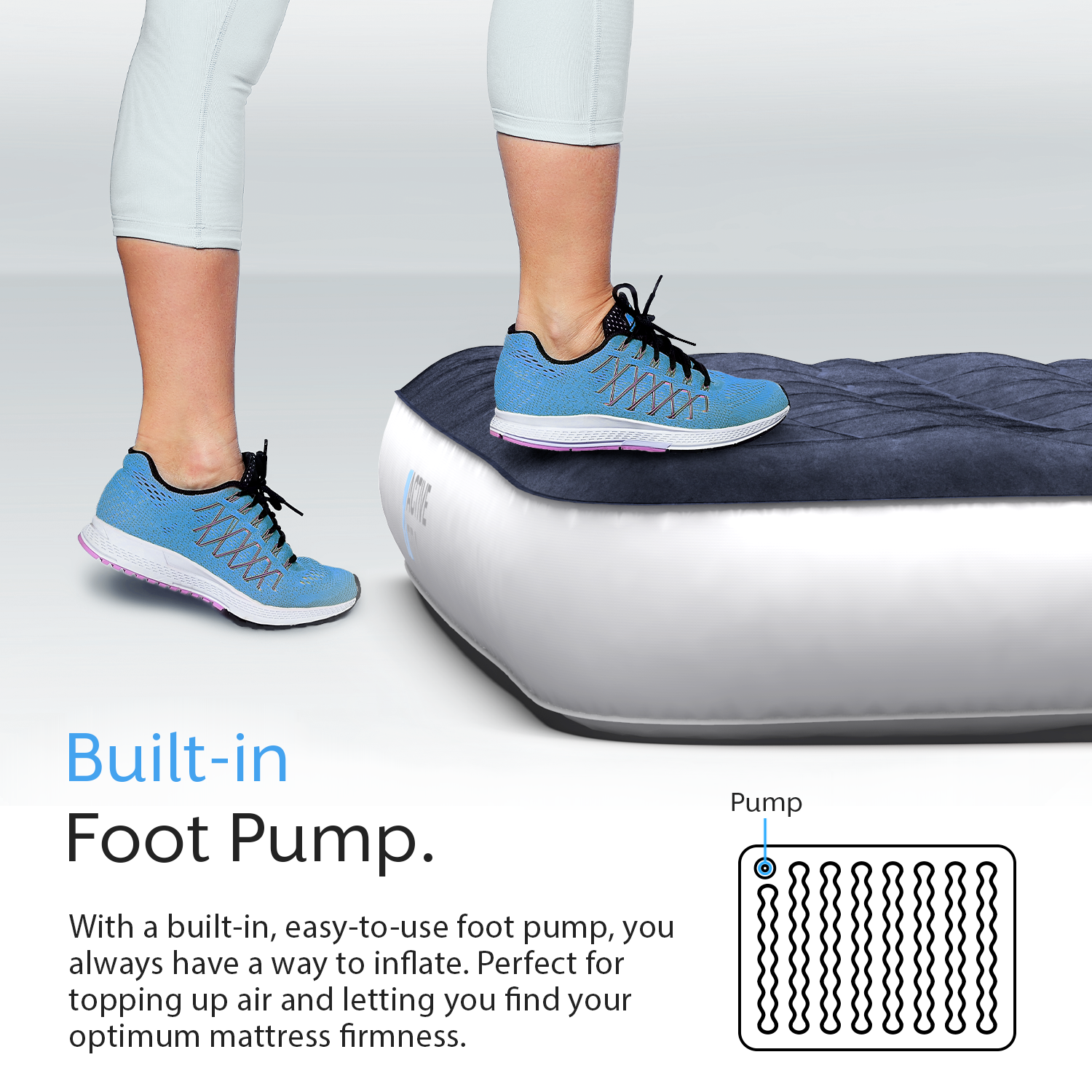 Queen Size Camping Air Mattress – Navy/White