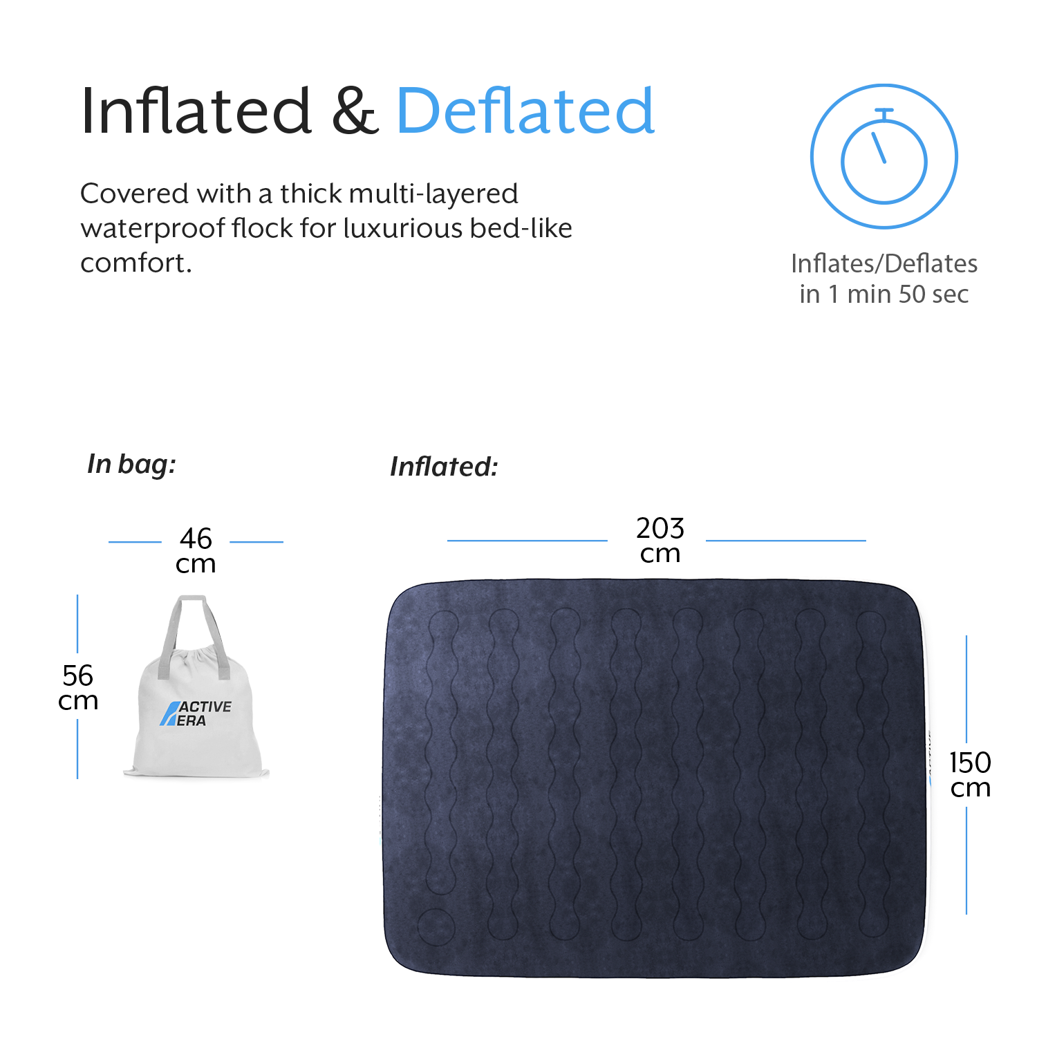 Queen Size Camping Air Mattress – Navy/White