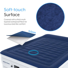 Matelas gonflable Comfort Plus pour grand lit – bleu marine/blanc